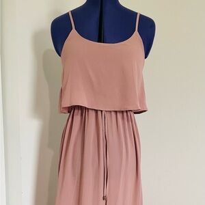 Chic Blush Midi Dress with Drawstring Waist